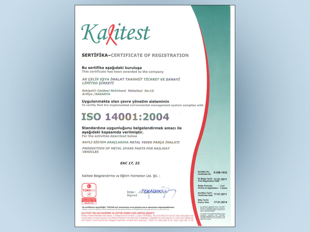 Kalitest ISO 14001:2004